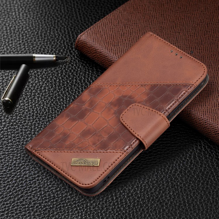 BF04 Splicing Crocodile Texture Wallet Leather Stand Case for Samsung Galaxy A82 5G - Coffee-6