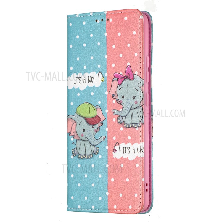 Pattern Printing Leather Wallet Phone Case for Samsung Galaxy A82 5G - Elephant-2