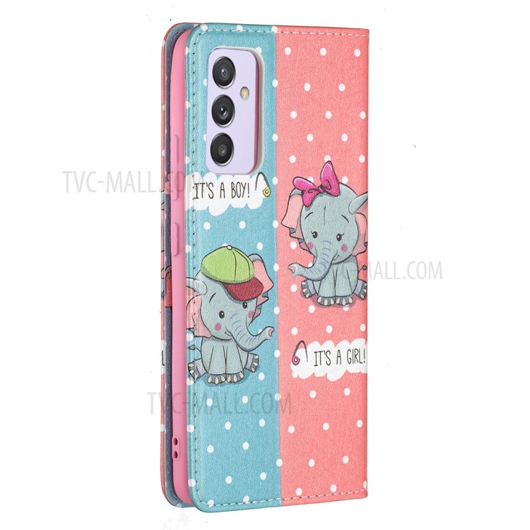 Pattern Printing Leather Wallet Phone Case for Samsung Galaxy A82 5G - Elephant-3