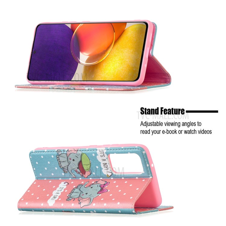 Pattern Printing Leather Wallet Phone Case for Samsung Galaxy A82 5G - Elephant-4
