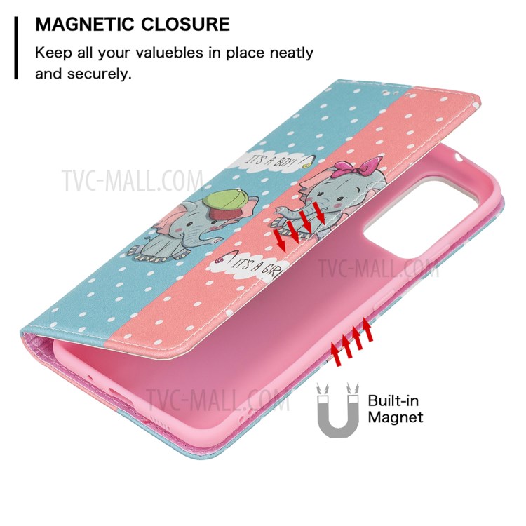 Pattern Printing Leather Wallet Phone Case for Samsung Galaxy A82 5G - Elephant-5