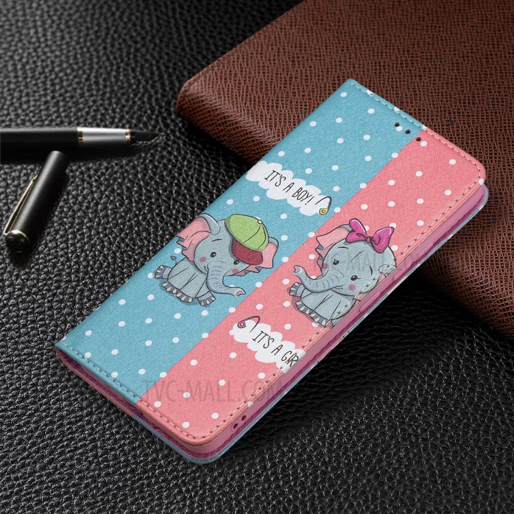 Pattern Printing Leather Wallet Phone Case for Samsung Galaxy A82 5G - Elephant-7