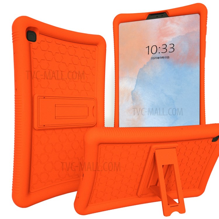 Anti-Fall Drop Resistant Silicone Tablet Protector Case Cover with Kickstand Pen Slot for Samsung Galaxy Tab A7 Lite 8.7-inch - Orange-1