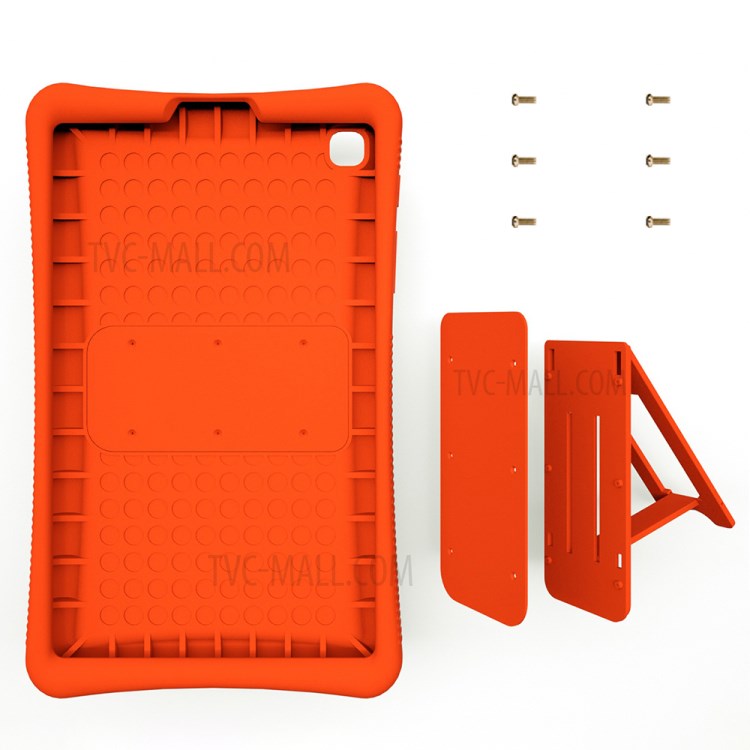 Anti-Fall Drop Resistant Silicone Tablet Protector Case Cover with Kickstand Pen Slot for Samsung Galaxy Tab A7 Lite 8.7-inch - Orange-3