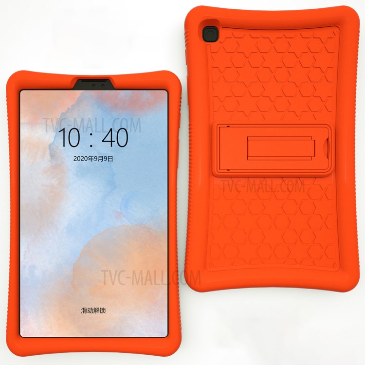 Anti-Fall Drop Resistant Silicone Tablet Protector Case Cover with Kickstand Pen Slot for Samsung Galaxy Tab A7 Lite 8.7-inch - Orange-4