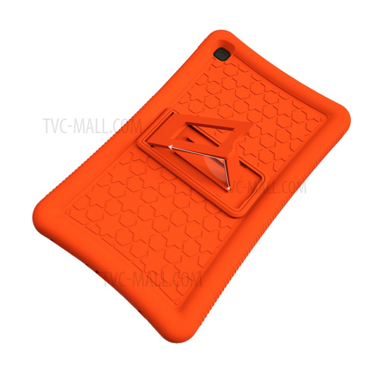 Anti-Fall Drop Resistant Silicone Tablet Protector Case Cover with Kickstand Pen Slot for Samsung Galaxy Tab A7 Lite 8.7-inch - Orange-5