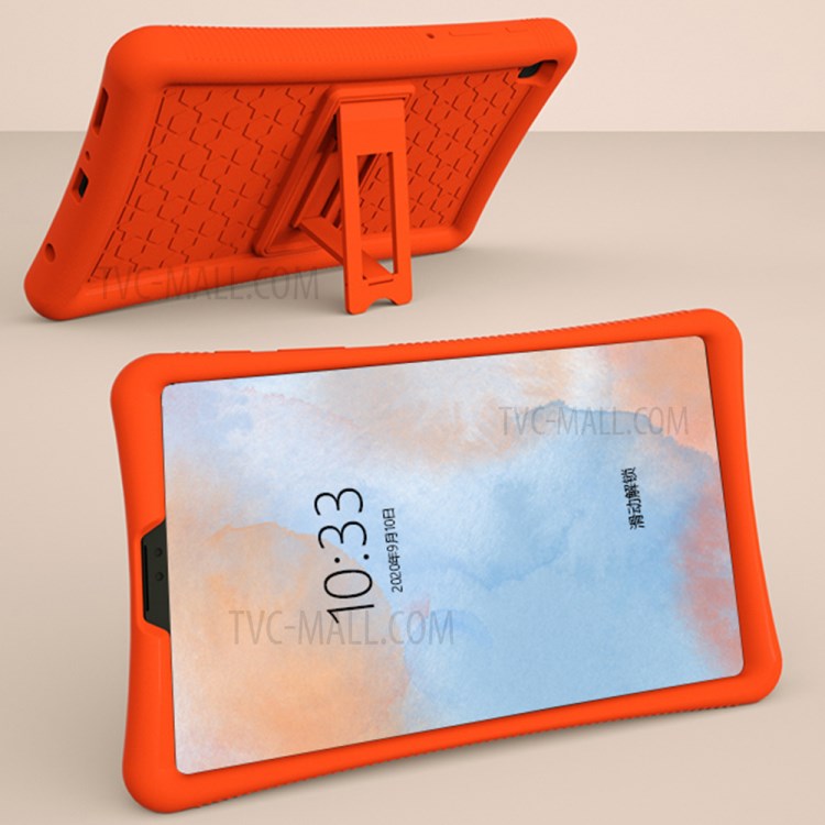 Anti-Fall Drop Resistant Silicone Tablet Protector Case Cover with Kickstand Pen Slot for Samsung Galaxy Tab A7 Lite 8.7-inch - Orange-6