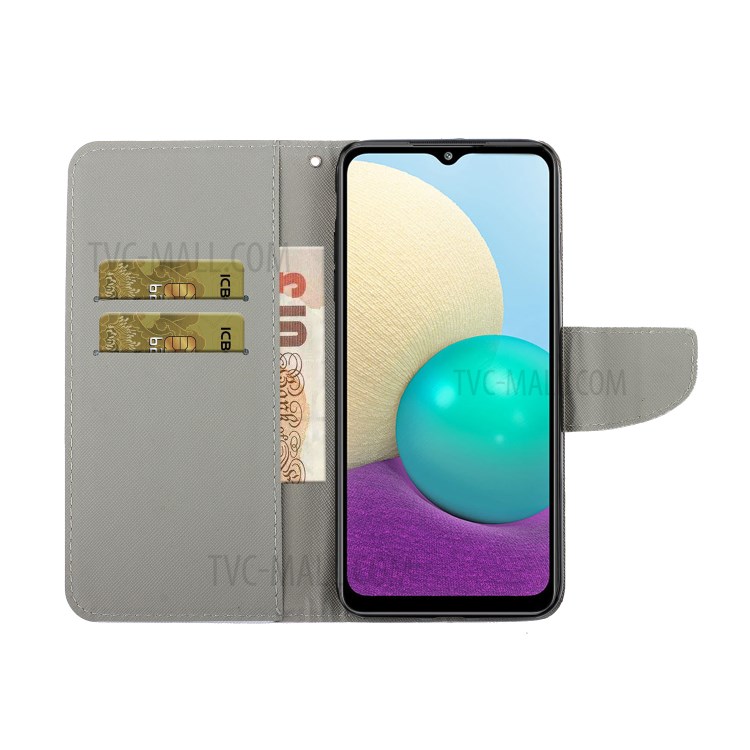 Special Pattern Printing PU Leather Full Protection Wallet Stand Phone Cover Case for Samsung Galaxy M02/A02 - Chrysanthemum-7