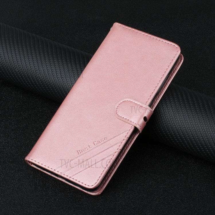 Solid Color PU Leather Wallet Case for Samsung Galaxy A22 5G (EU Version) Flip Stand Phone Cover with Strap - Pink-10