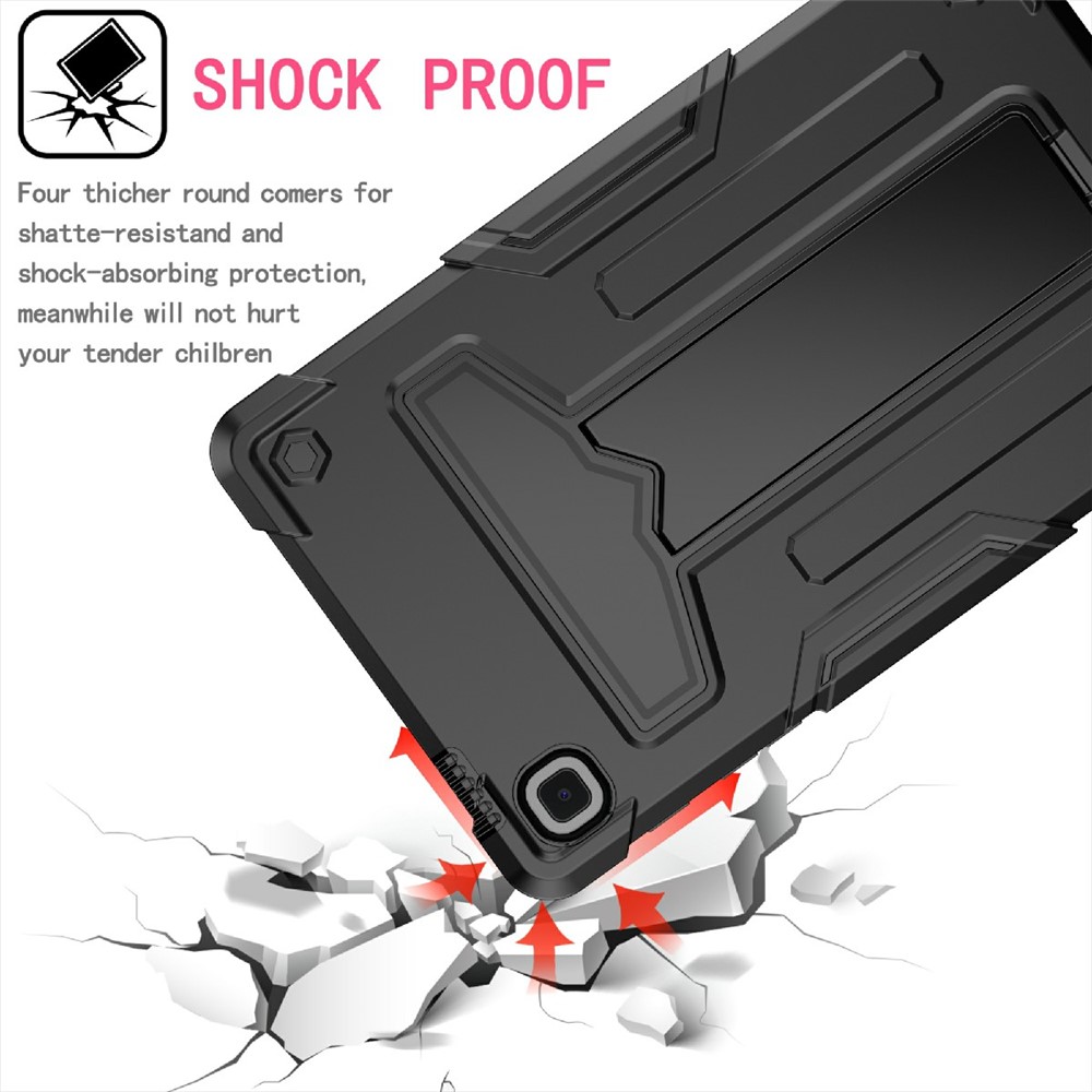 Foldable T-shaped Kickstand PC Silicone Shock-Proof Cover Protector for Samsung Galaxy Tab A7 Lite 8.7-inch - Black-3