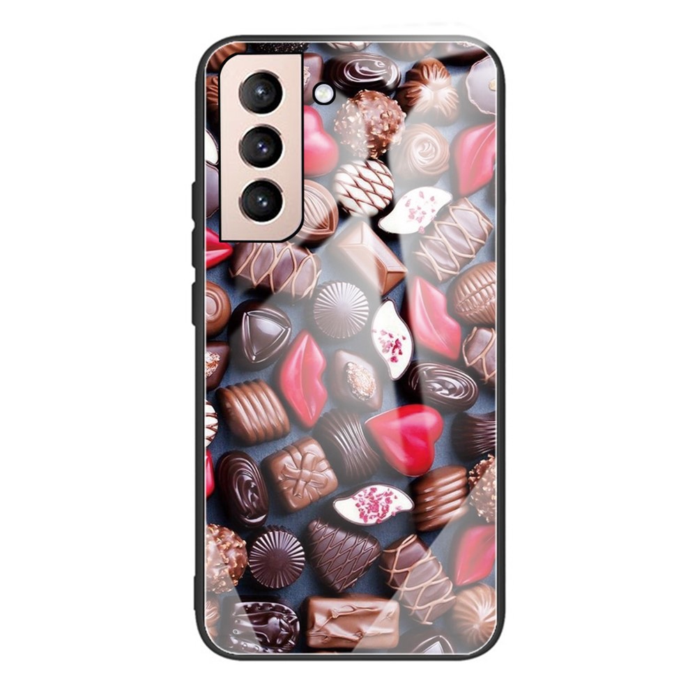 Pattern Printing Tempered Glass + TPU Phone Protective Shell Case for Samsung Galaxy S21 FE - Chocolate-1