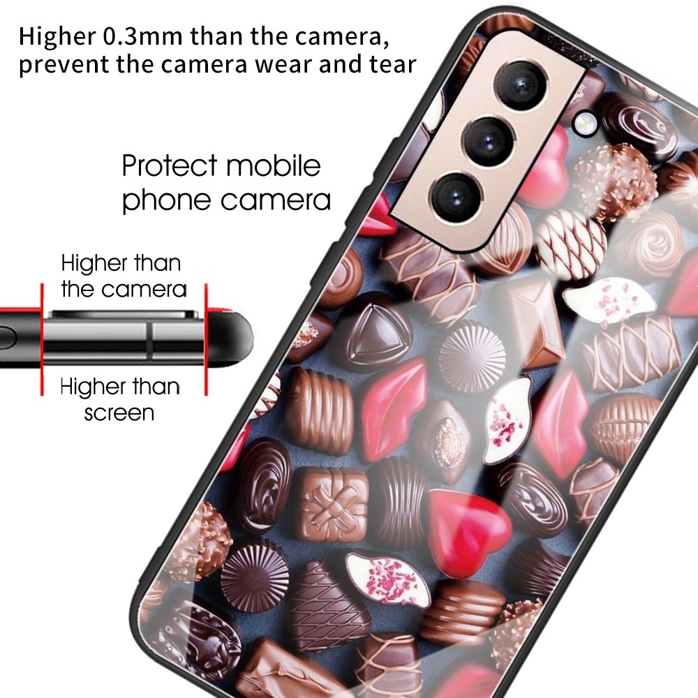 Pattern Printing Tempered Glass + TPU Phone Protective Shell Case for Samsung Galaxy S21 FE - Chocolate-3