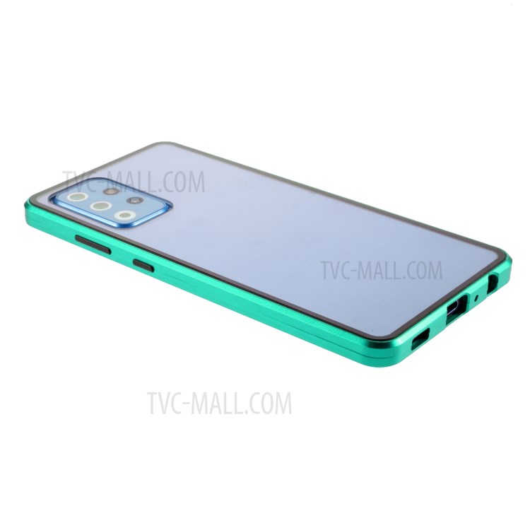 Magnetic Adsorption Metal Frame + Double-sided Tempered Glass Full Protection Phone Shell for Samsung Galaxy A72 4G/5G - Green-4