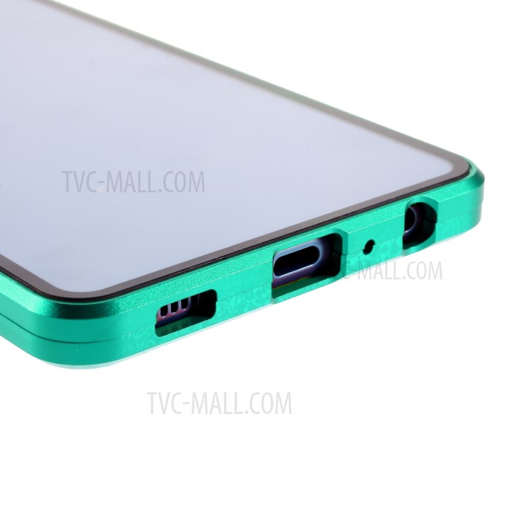 Magnetic Adsorption Metal Frame + Double-sided Tempered Glass Full Protection Phone Shell for Samsung Galaxy A72 4G/5G - Green-5