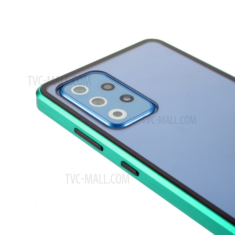 Magnetic Adsorption Metal Frame + Double-sided Tempered Glass Full Protection Phone Shell for Samsung Galaxy A72 4G/5G - Green-6