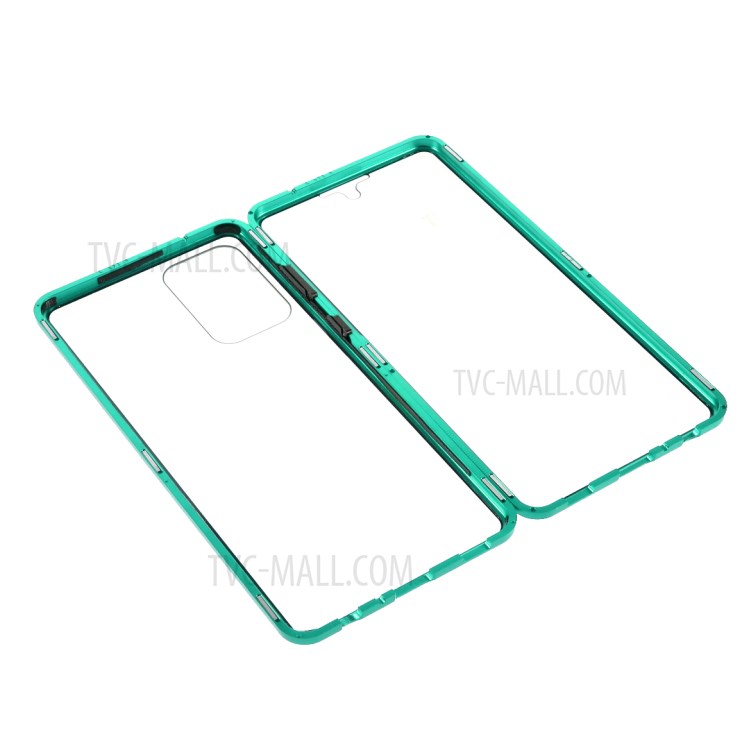 Magnetic Adsorption Metal Frame + Double-sided Tempered Glass Full Protection Phone Shell for Samsung Galaxy A72 4G/5G - Green-8