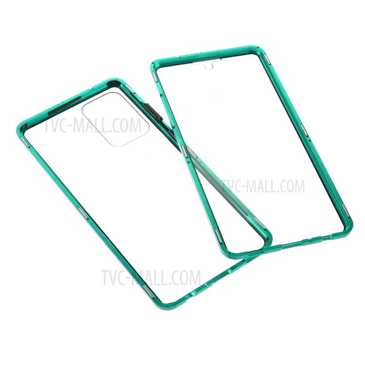 Magnetic Adsorption Metal Frame + Double-sided Tempered Glass Full Protection Phone Shell for Samsung Galaxy A72 4G/5G - Green-9