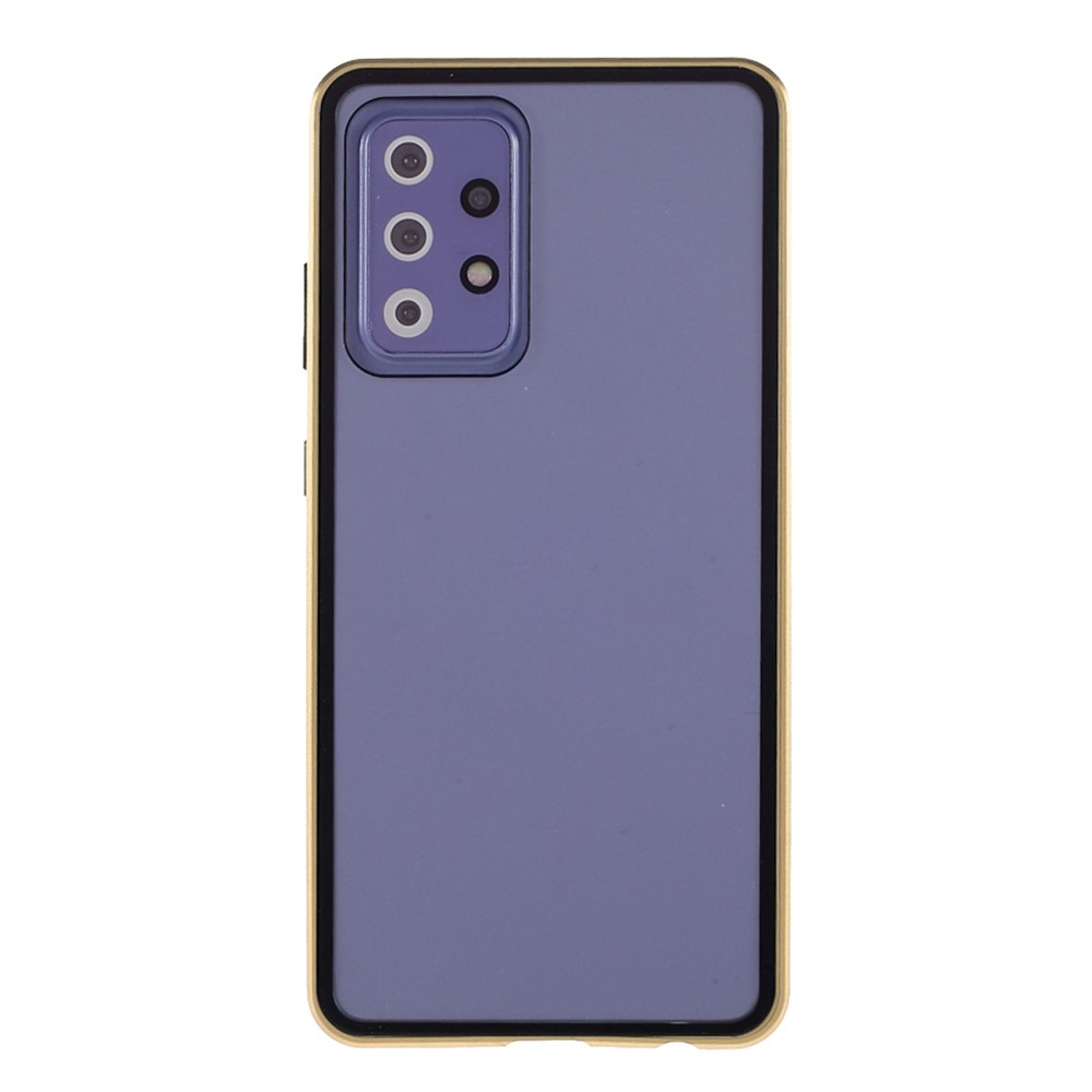 Magnetic Adsorption Metal Frame + Double-sided Ultra Clear Tempered Glass Full Coverage Phone Shell for Samsung Galaxy A52 4G/5G - Gold-2
