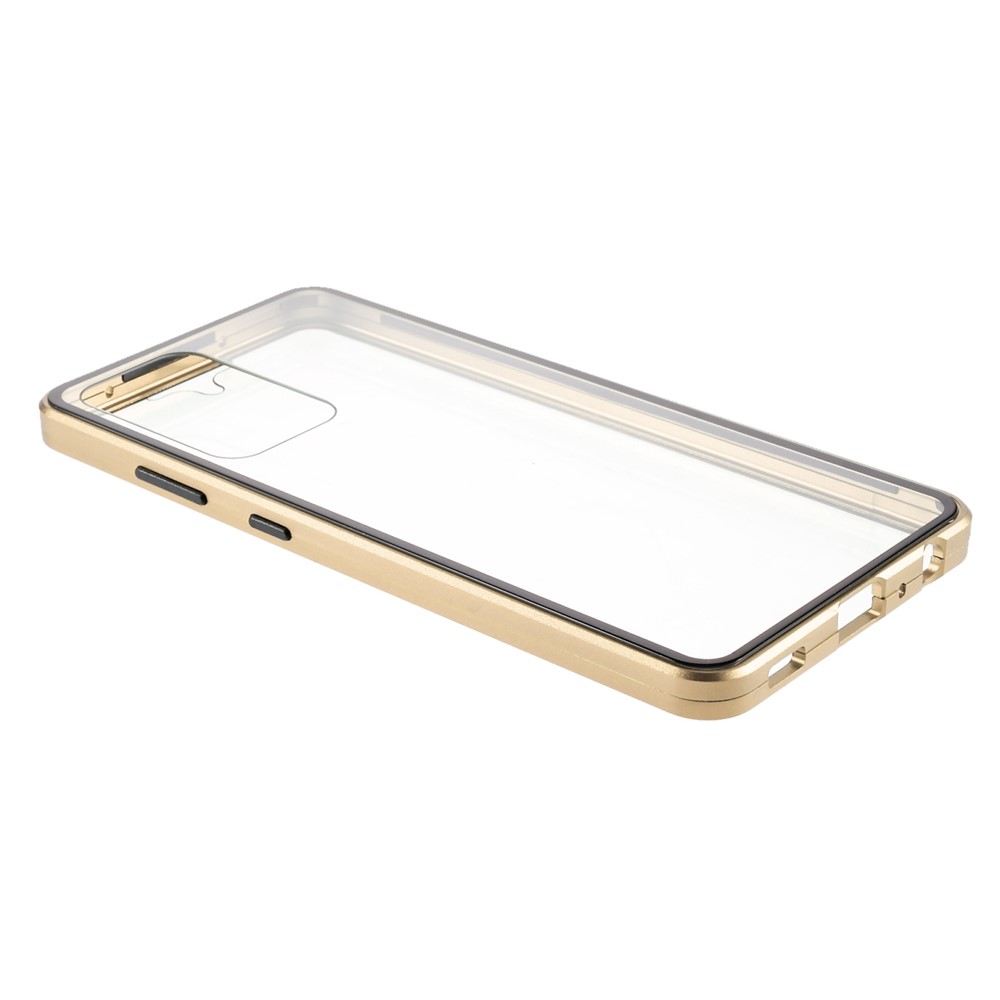 Magnetic Adsorption Metal Frame + Double-sided Ultra Clear Tempered Glass Full Coverage Phone Shell for Samsung Galaxy A52 4G/5G - Gold-4