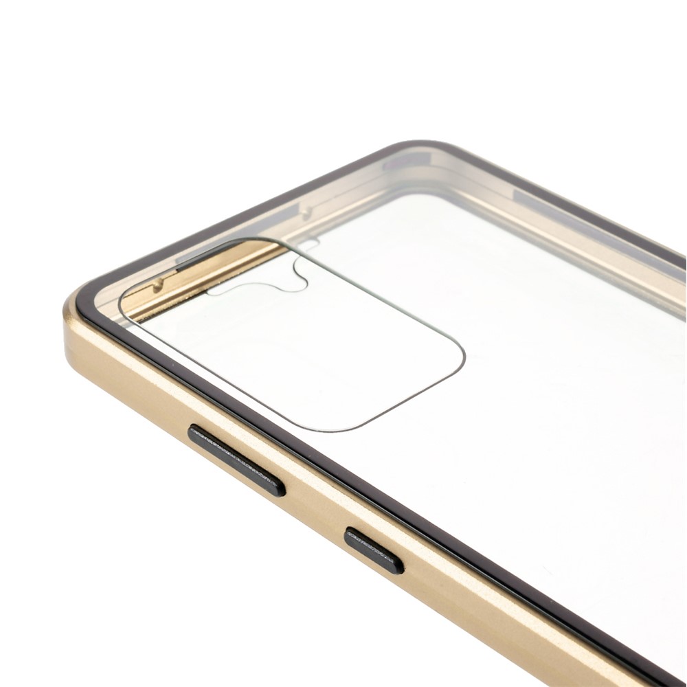 Magnetic Adsorption Metal Frame + Double-sided Ultra Clear Tempered Glass Full Coverage Phone Shell for Samsung Galaxy A52 4G/5G - Gold-6