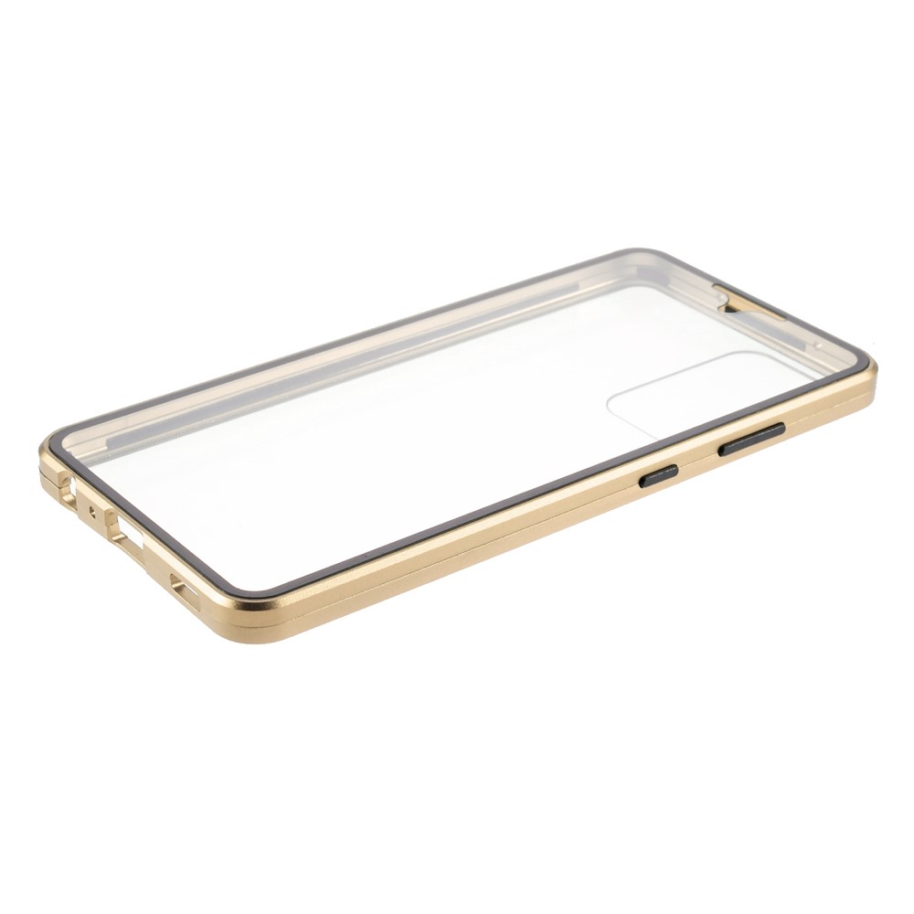Magnetic Adsorption Metal Frame + Double-sided Ultra Clear Tempered Glass Full Coverage Phone Shell for Samsung Galaxy A52 4G/5G - Gold-7