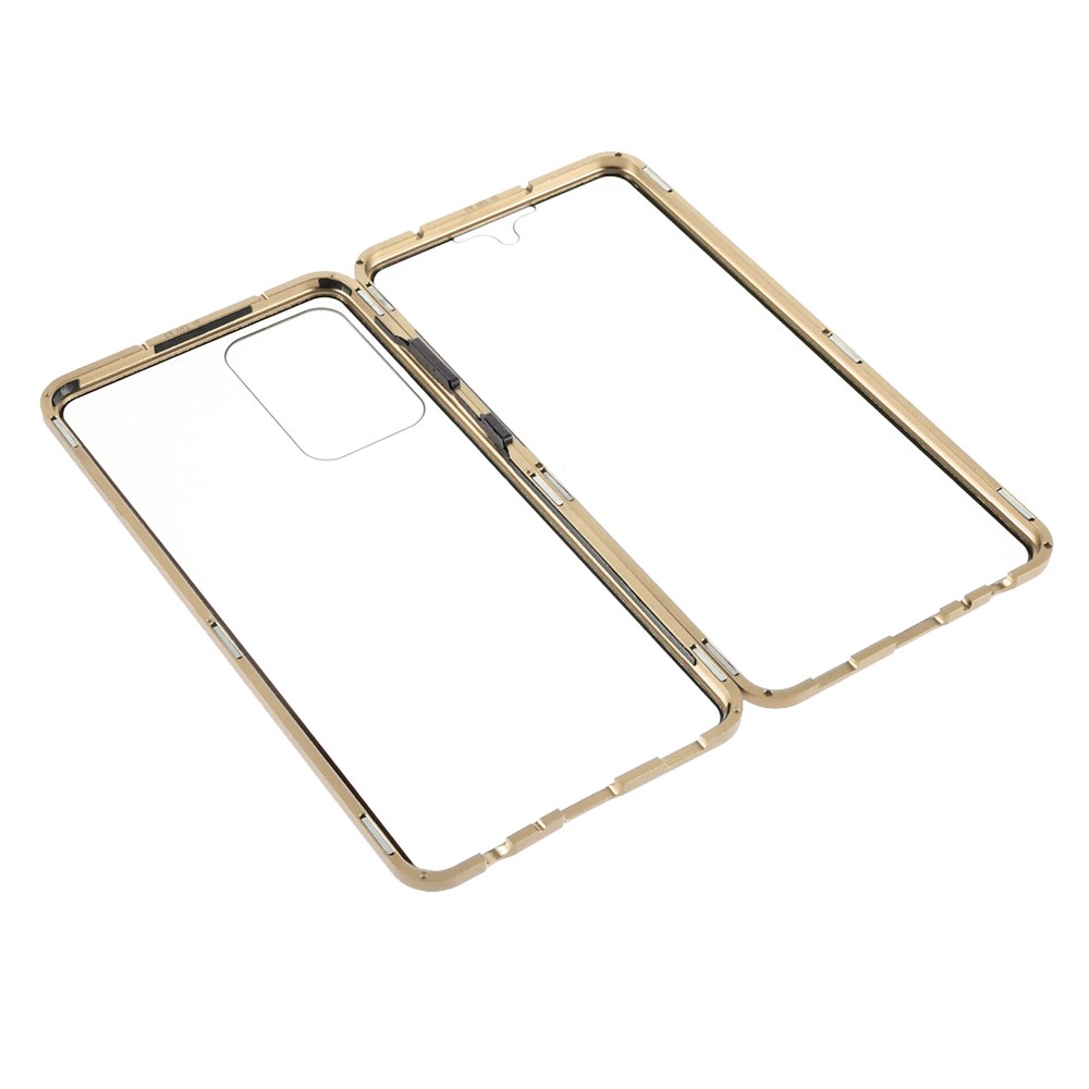 Magnetic Adsorption Metal Frame + Double-sided Ultra Clear Tempered Glass Full Coverage Phone Shell for Samsung Galaxy A52 4G/5G - Gold-8