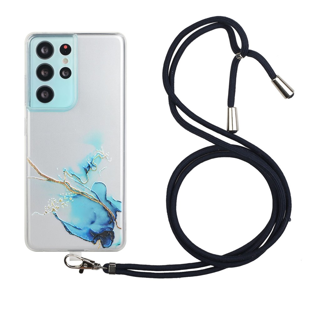 Cassa Morbida Del Modello Di Marmo Ben Protetto Con Cordino Per Samsung Galaxy S21 Ultra 5G - Stile A.-1