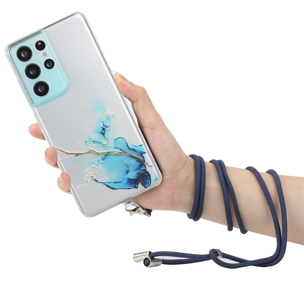 Cassa Morbida Del Modello Di Marmo Ben Protetto Con Cordino Per Samsung Galaxy S21 Ultra 5G - Stile A.-2