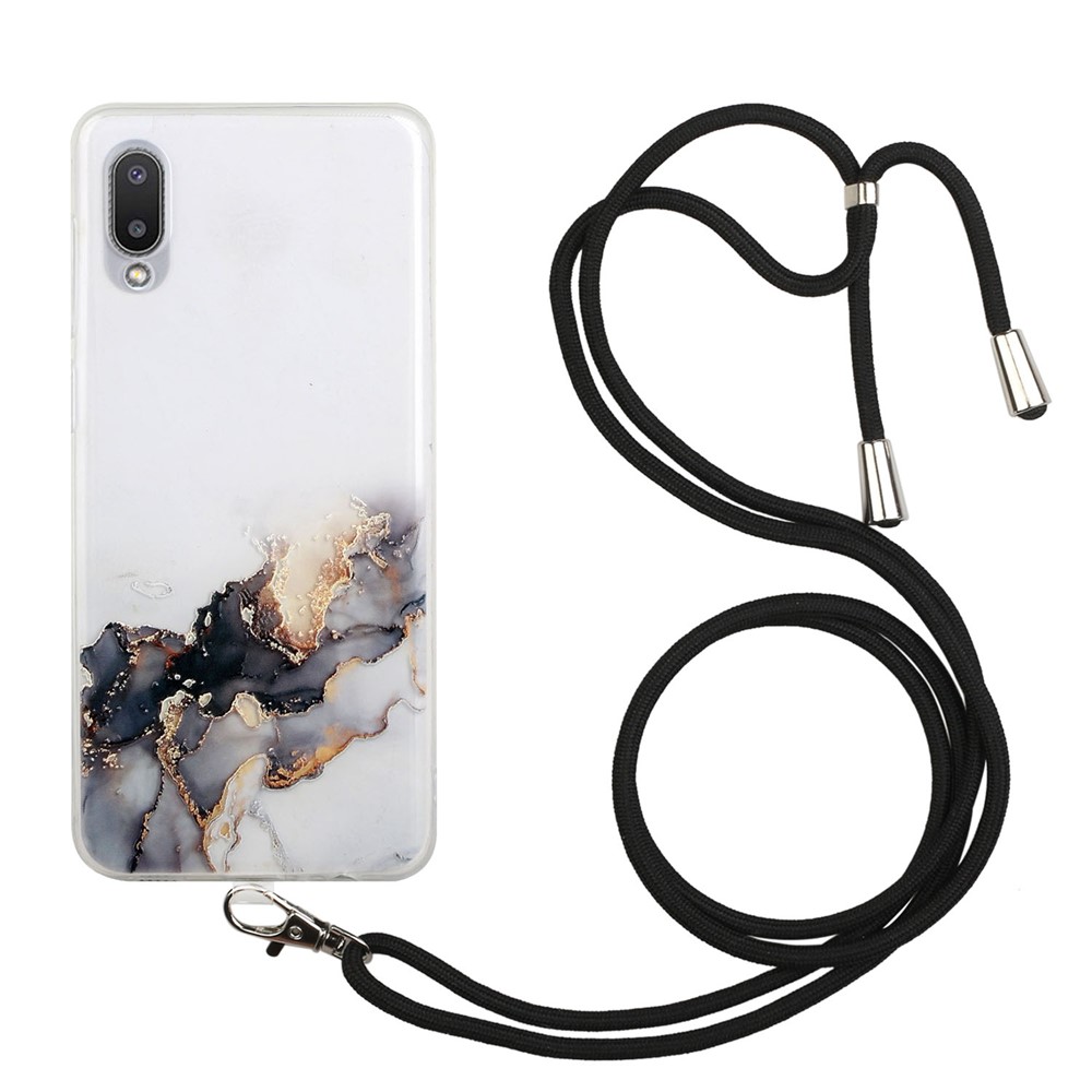 Adjustable Lanyard Design Marble Pattern Flexible TPU Case Well-Protected Cover for Samsung Galaxy A02 (EU Version)/M02 - Style A-1