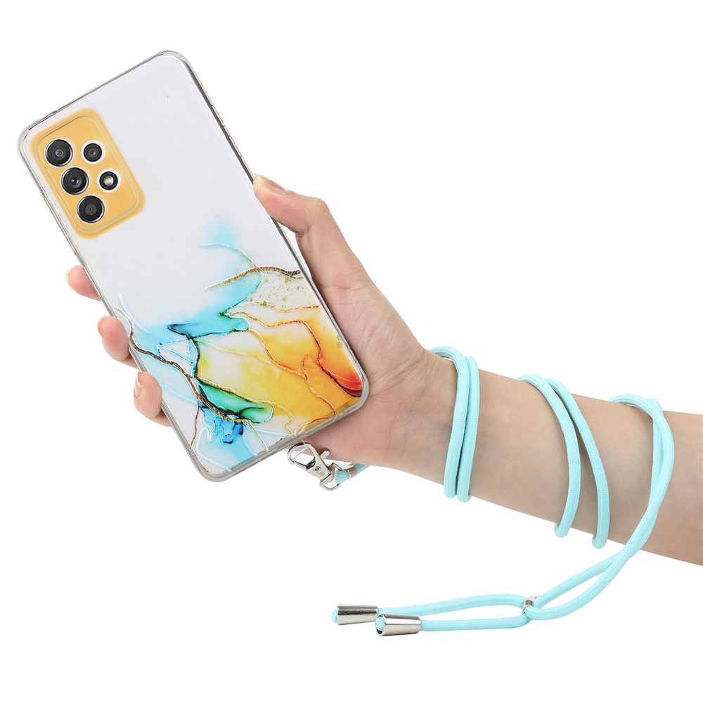 Adjustable Lanyard Design Soft TPU Case with Marble Pattern for Samsung Galaxy A72 4G/5G - Style A-3