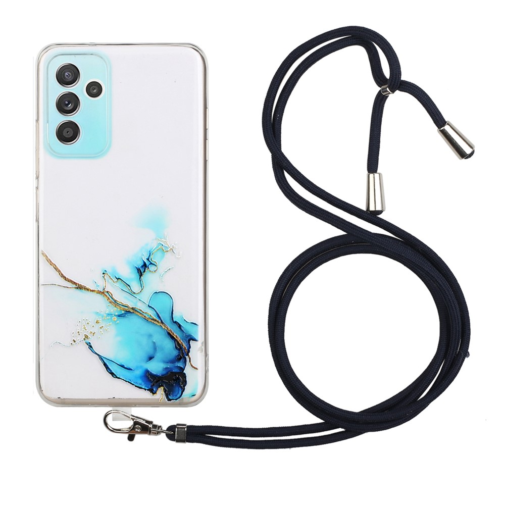 Marble Pattern Adjustable Lanyard Design Flexible TPU Phone Cover Case for Samsung Galaxy A82 5G - Style A-1