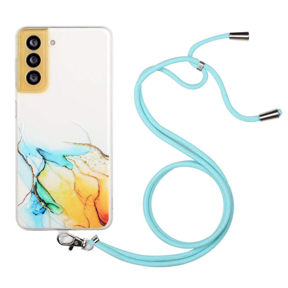 Marble Pattern Adjustable Lanyard Design Flexible TPU Case for Samsung Galaxy S21 5G - Style A-1