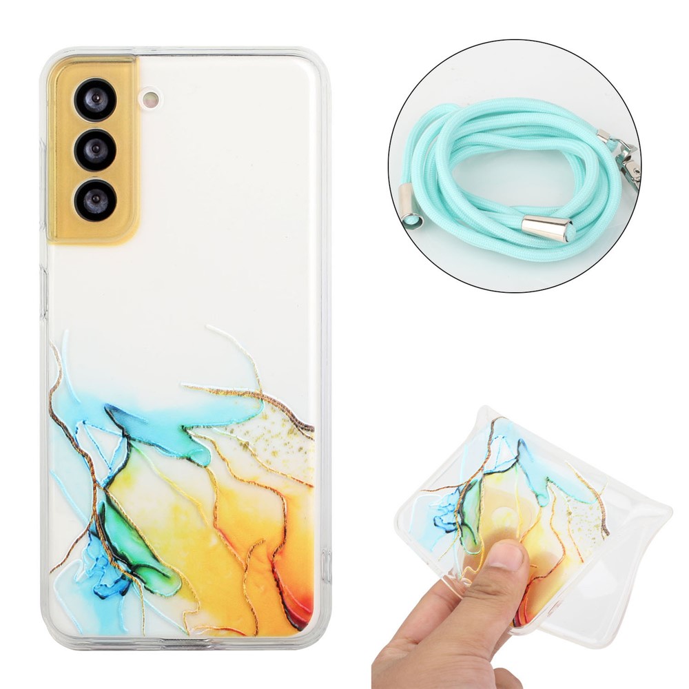 Marble Pattern Adjustable Lanyard Design Soft TPU Case for Samsung Galaxy S21+ 5G - Style A-3