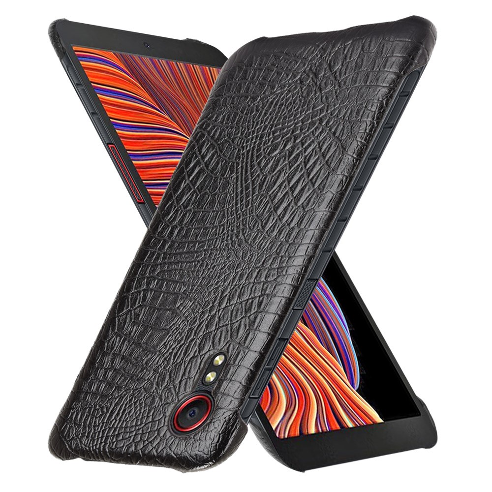 Crocodile Texture Leather Coated Hard PC Phone Cover Case for Galaxy Xcover 5 - Black-2