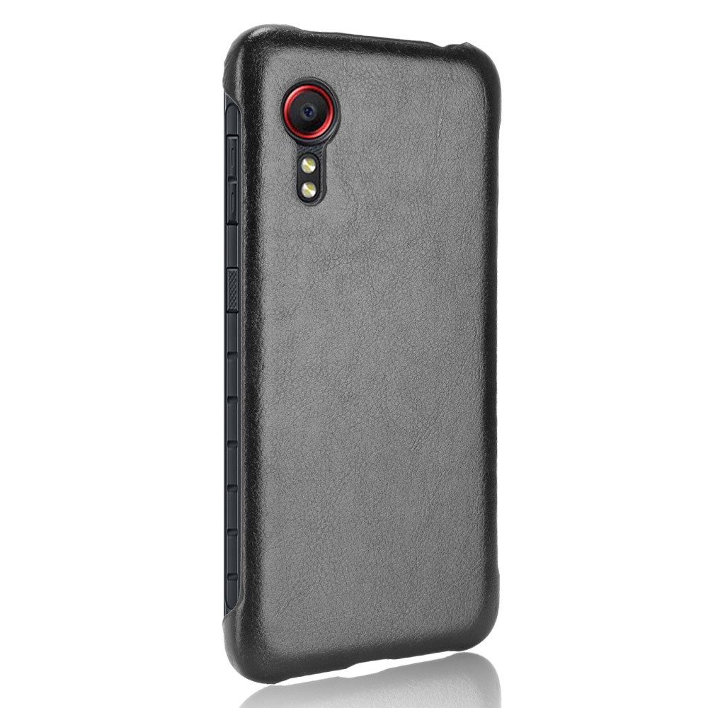 Litchi Texture Shockproof Leather Coated PC Phone Back Case Cover Shell for Samsung Galaxy Xcover 5 - Black-3