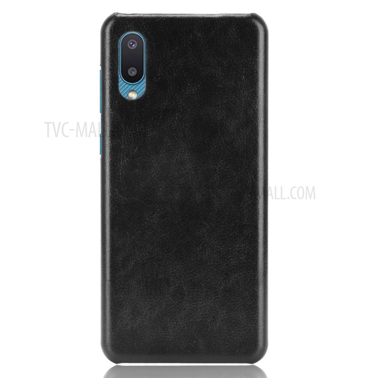 Litchi Texture Shockproof Leather Coated PC Phone Back Case Cover for Samsung Galaxy A02 - Black-2