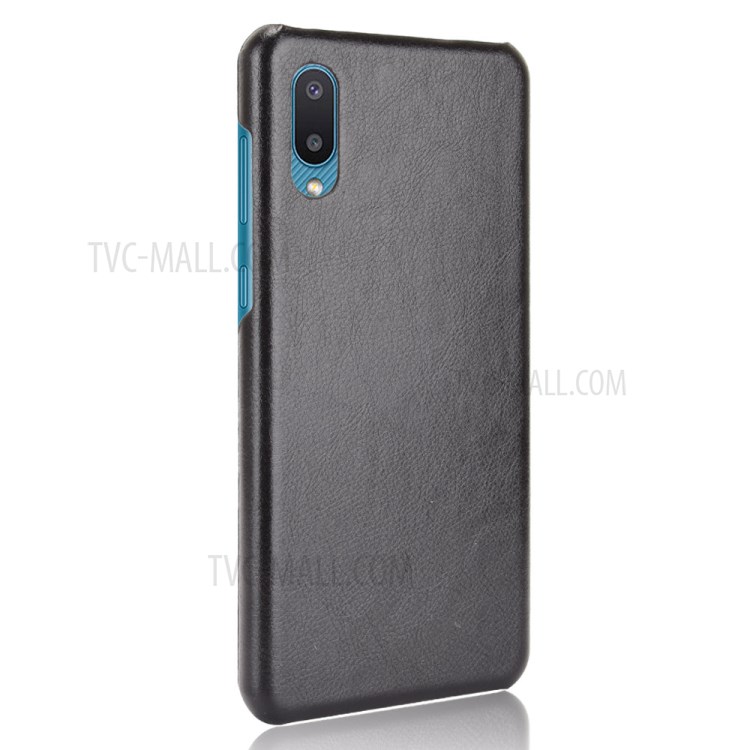 Litchi Texture Shockproof Leather Coated PC Phone Back Case Cover for Samsung Galaxy A02 - Black-3