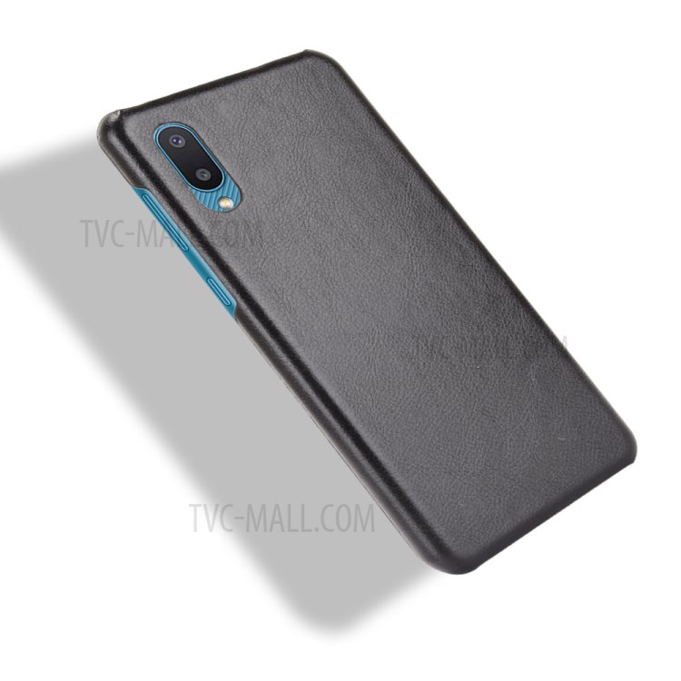 Litchi Texture Shockproof Leather Coated PC Phone Back Case Cover for Samsung Galaxy A02 - Black-4