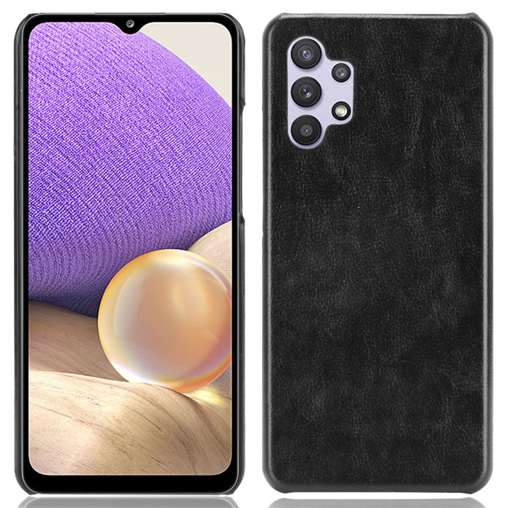 Litchi Texture PU Leather Back Phone Shell Case for Samsung Galaxy A32 4G (Europe Version) - Black-1