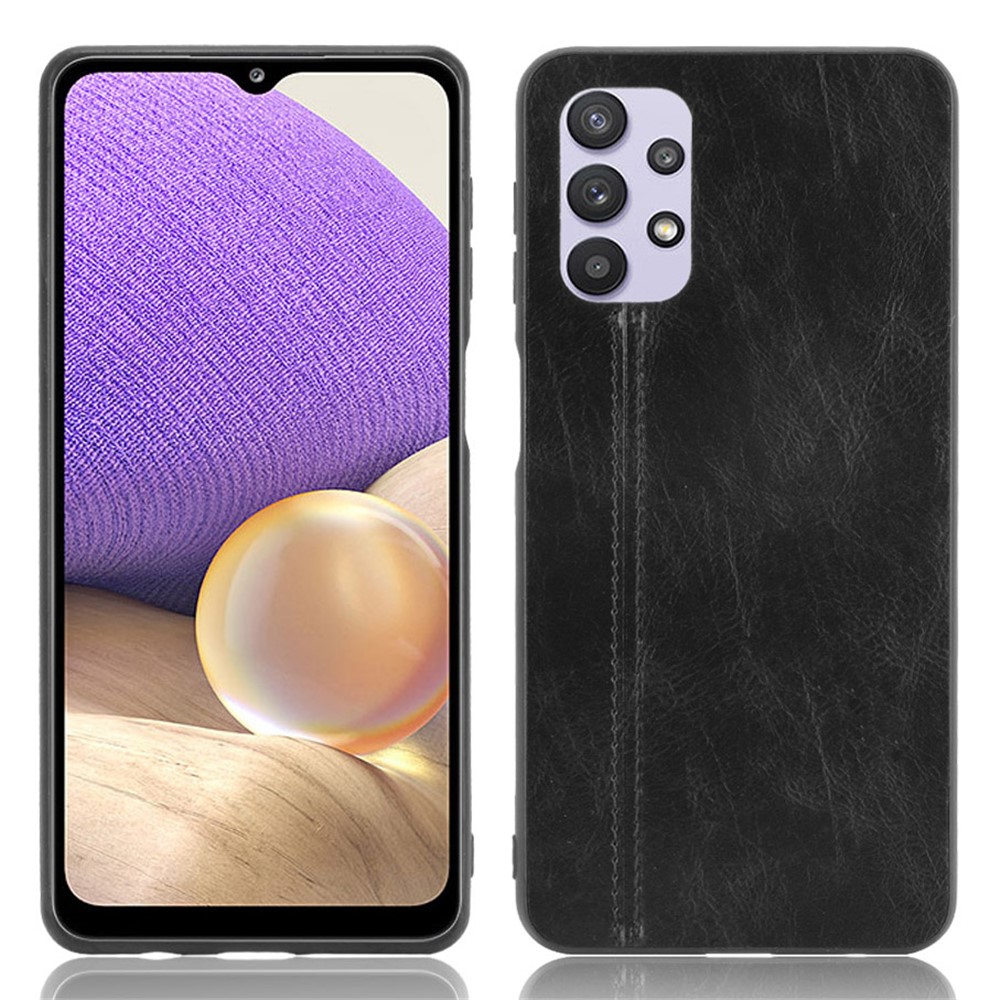 Stitching Line Design PU Leather Coated PC+TPU Phone Case for Samsung Galaxy A32 5G - Black-1