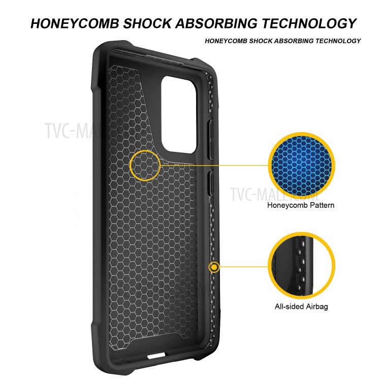 Phantom Series Heavy Duty PC + TPU Hybrid Drop-proof Phone Case Covering for Samsung Galaxy A52 5G - Black-3