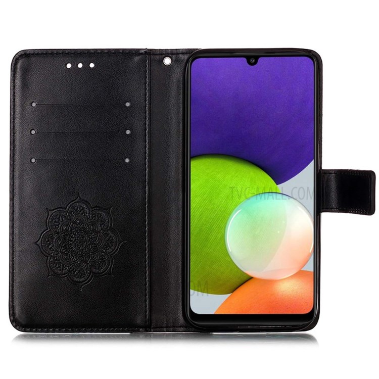 Dream Catcher Imprint Pattern Leather Wallet Stand Phone Case Cover for Samsung Galaxy A22 4G (EU Version) - Black-4