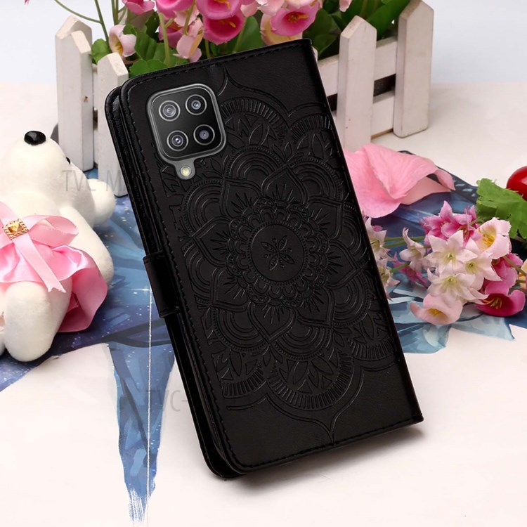 Dream Catcher Imprint Pattern Leather Wallet Stand Phone Case Cover for Samsung Galaxy A22 4G (EU Version) - Black-9