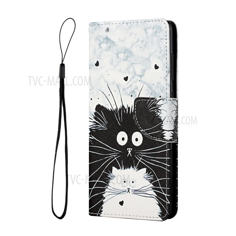 Pattern Printing Leather Stand Wallet Phone Case Shell for Samsung Galaxy Xcover 5 - Black and White Cat-2