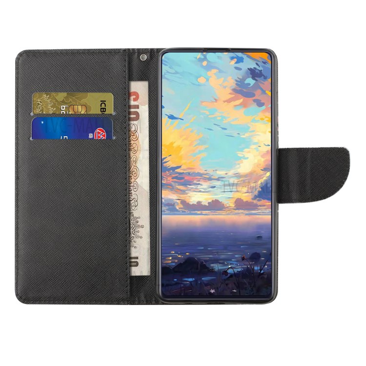 Musterdruck Lederständer Brieftaschenhülle Hülle Für Samsung Galaxy A32 4G (EU -version) - Bananenblätter