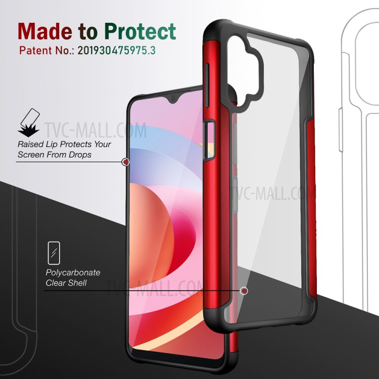 Full Protection Metal + TPU + Plastic Combo Drop Resistant Hybrid Back Cover for Samsung Galaxy A32 5G - Red-2