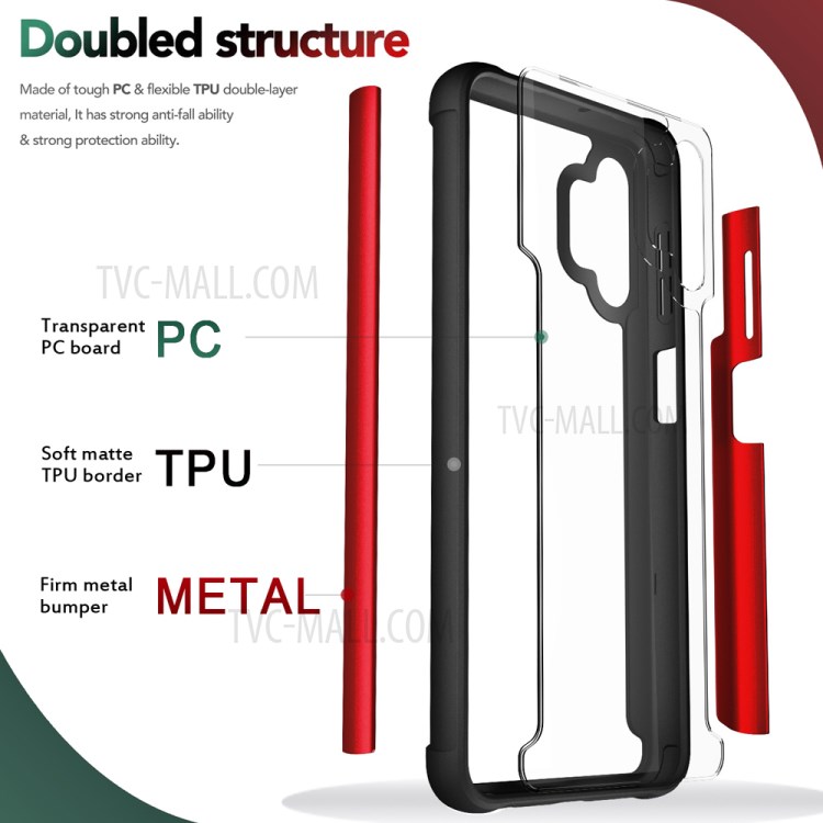 Full Protection Metal + TPU + Plastic Combo Drop Resistant Hybrid Back Cover for Samsung Galaxy A32 5G - Red-3