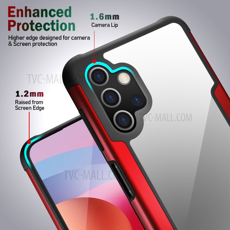 Full Protection Metal + TPU + Plastic Combo Drop Resistant Hybrid Back Cover for Samsung Galaxy A32 5G - Red-4