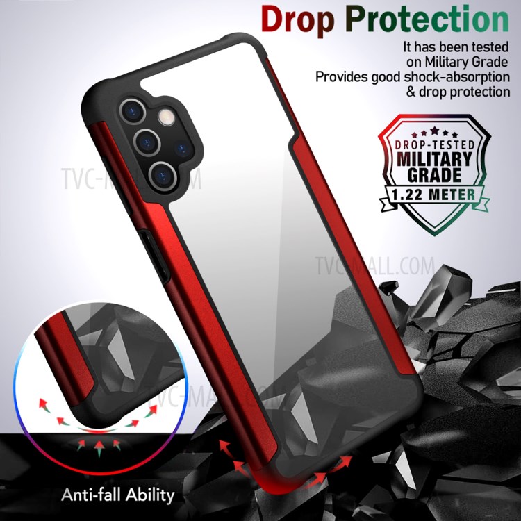 Full Protection Metal + TPU + Plastic Combo Drop Resistant Hybrid Back Cover for Samsung Galaxy A32 5G - Red-5
