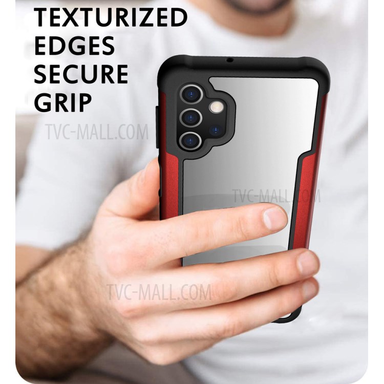 Full Protection Metal + TPU + Plastic Combo Drop Resistant Hybrid Back Cover for Samsung Galaxy A32 5G - Red-6